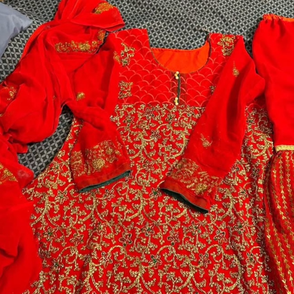 Elegant Red and Gold ladies dress